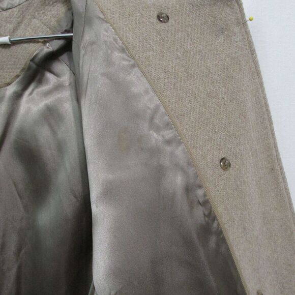 J Crew Womens 6 Hooded Coat Stadium Cloth by Nello Gori Wool Blend Beige Zip - Picture 7 of 10